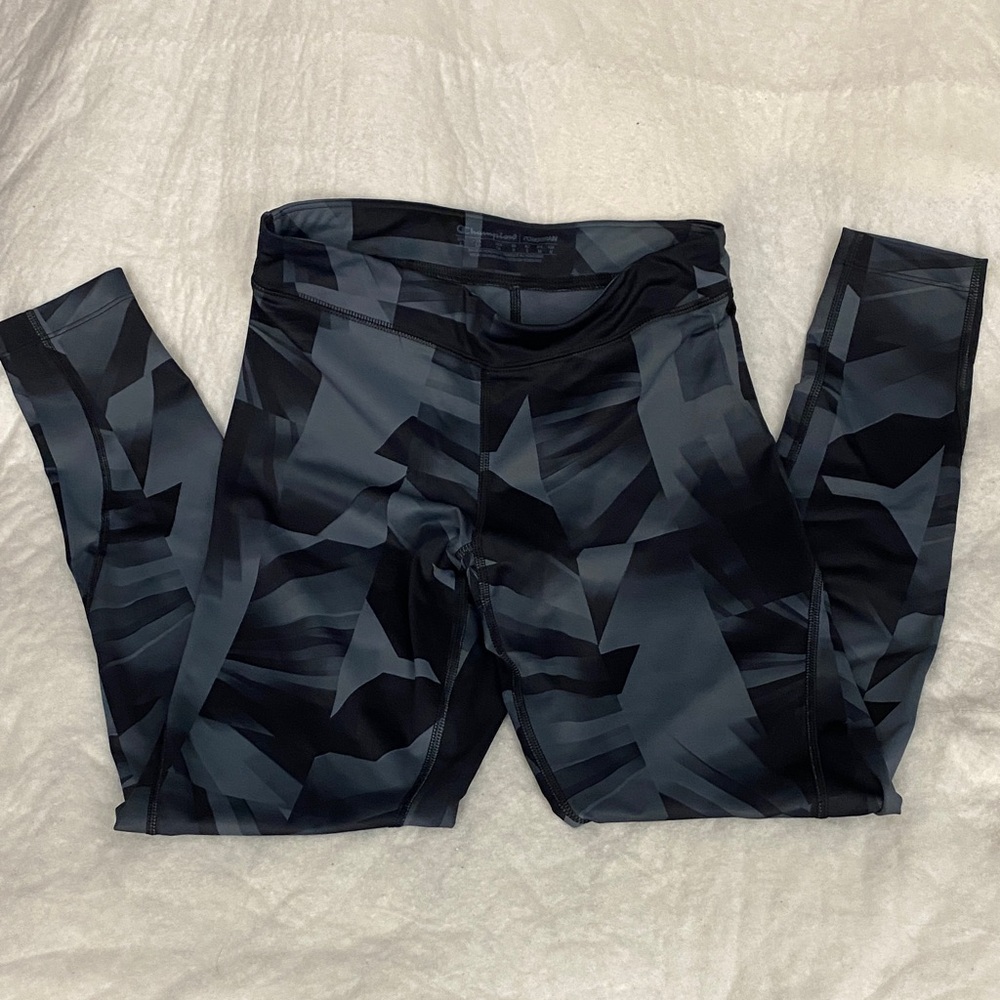 3/$20✨Champion Powertrain Powerflex Leggings - Black Charcoal Abstract Print - Picture 2 of 10